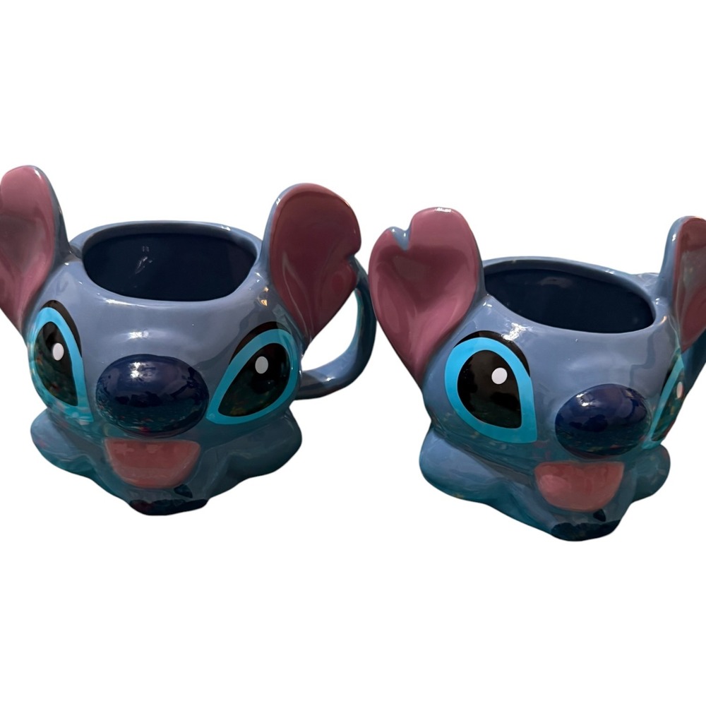 Disney Stitch 3D Ceramic Mug Pair Brand New In Box Zak Designs 16oz Set of 2